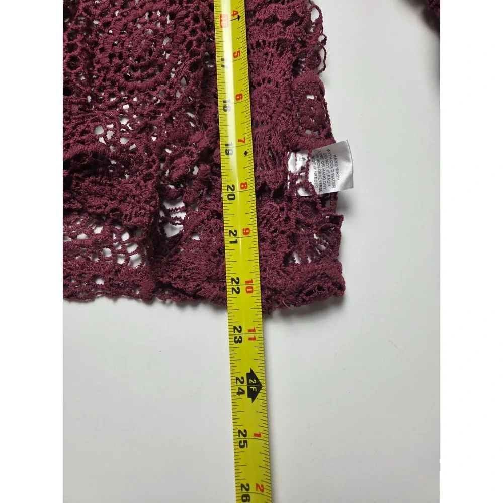 Charlotte Russe Lace Maroon Polyester Long Sleeve Top Size XL